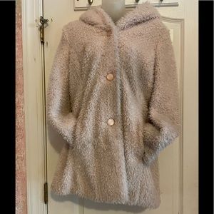 Beige fuzzy hooded coat by Jessica Simpson size Med